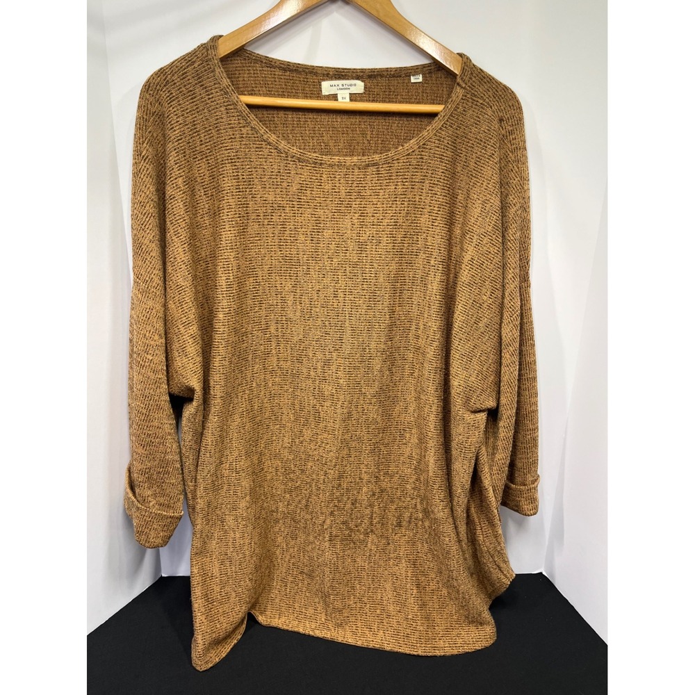 Max Studio London Brown Marled Knit Dolman Sleeve Sweater 3X 3W06S79